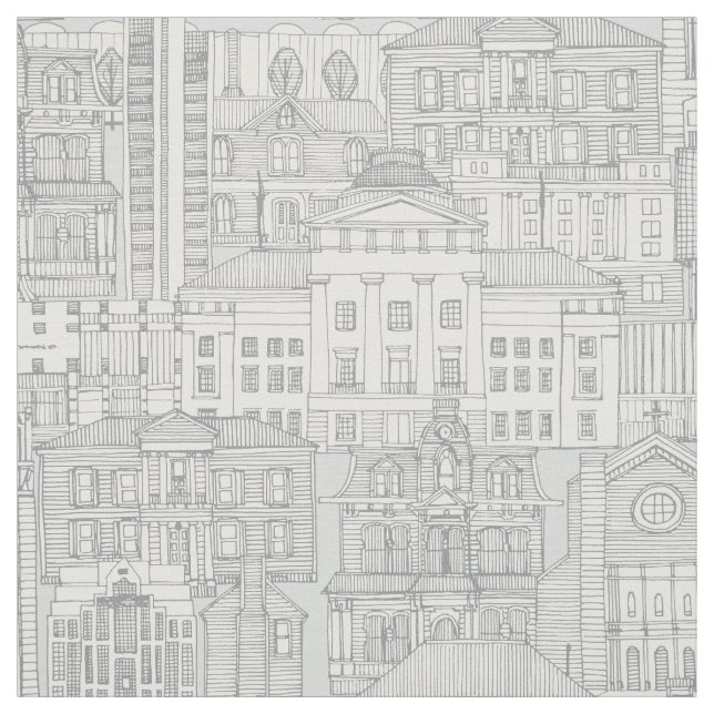 Raleigh NC toile silver Fabric (Swatch)