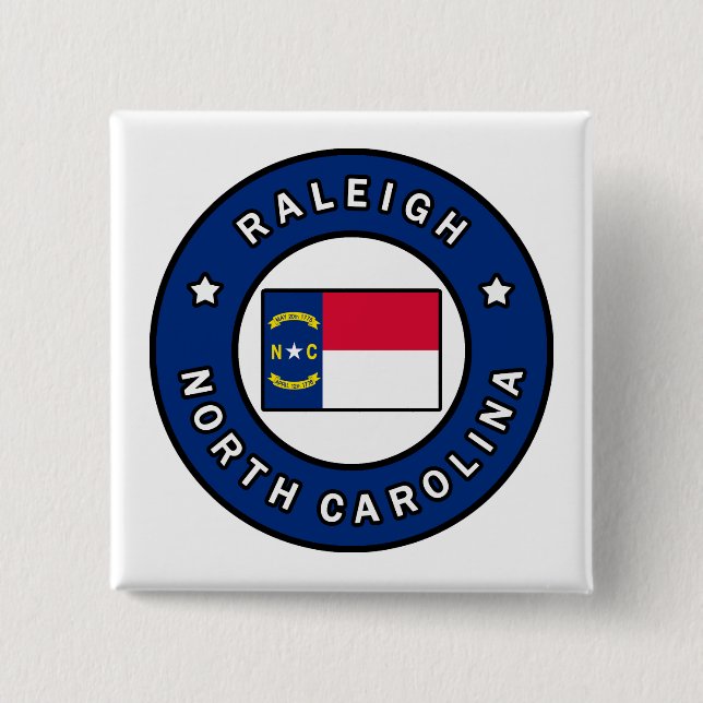 Raleigh North Carolina 2 Inch Square Button (Front)