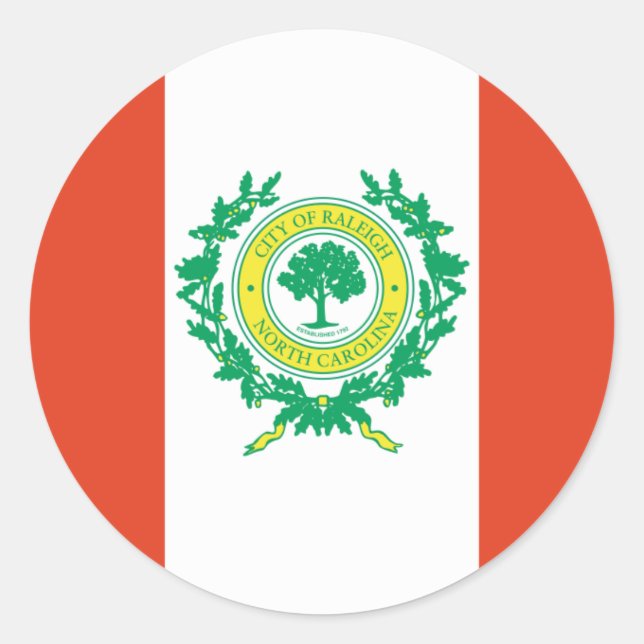 Raleigh, North Carolina Flag Classic Round Sticker (Front)