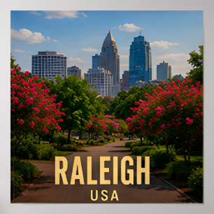 Raleigh North Carolina Garden Travel Gift Poster