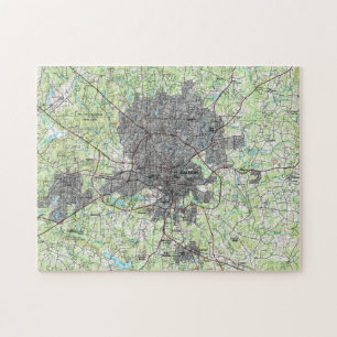 Raleigh North Carolina Map (1990) Jigsaw Puzzle