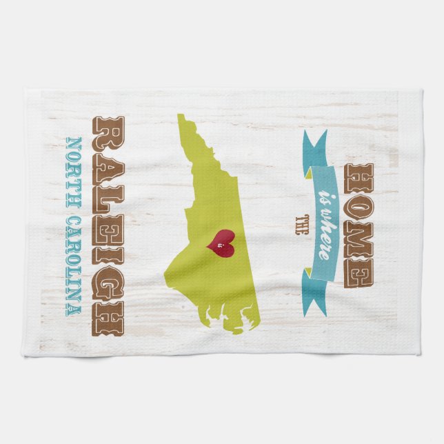 Raleigh, North Carolina Map – Home Is Where The Kitchen Towel (Horizontal)