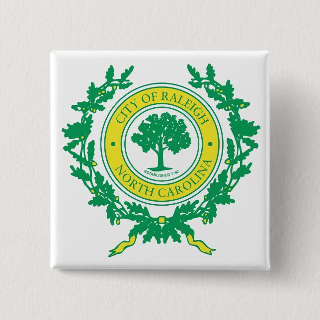 Raleigh, North Carolina Seal 2 Inch Square Button (Front)