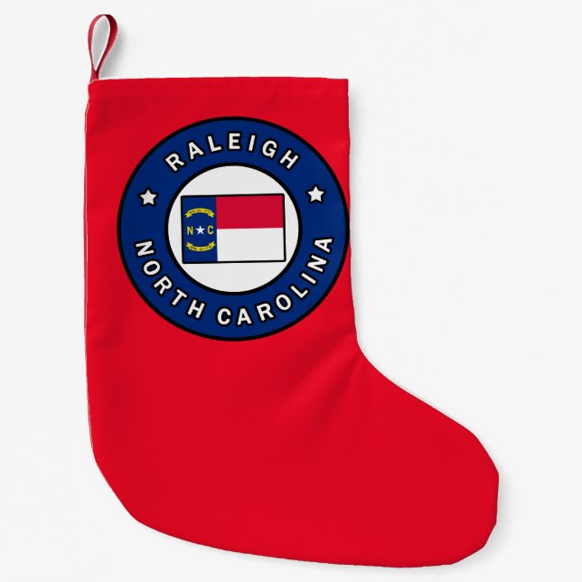 Raleigh North Carolina Small Christmas Stocking (Front)
