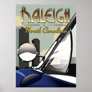 Raleigh North Carolina vintage automobile poster
