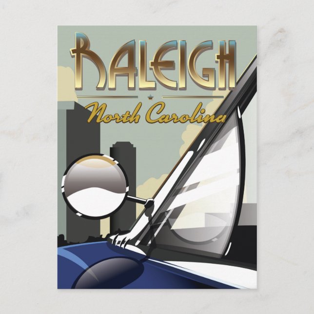 Raleigh North Carolina vintage automobile poster Postcard (Front)