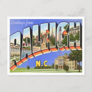 Raleigh, North Carolina Vintage Big Letters Postcard