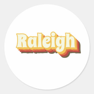 Raleigh Retro Vintage Text Classic Round Sticker