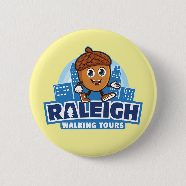 Raleigh Walking Tours Cute Acorn 2 Inch Round Button (Front)