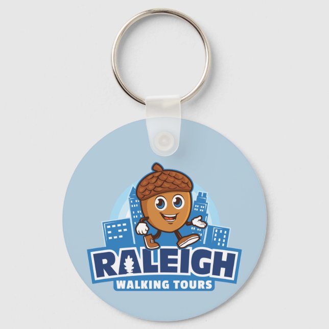 Raleigh Walking Tours Cute Acorn Keychain (Front)