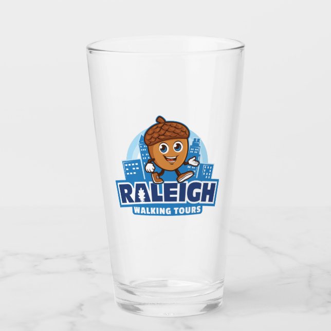 Raleigh Walking Tours Cute Acorn Pint Glass (Front)
