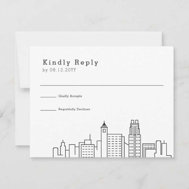 Raleigh Wedding | Stylized Skyline RSVP (Front)