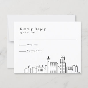 Raleigh Wedding   Stylized Skyline RSVP Card