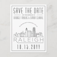 Raleigh Wedding | Stylized Skyline Save the Date