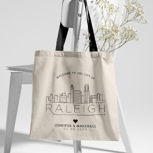 Raleigh Wedding   Stylized Skyline Tote Bag