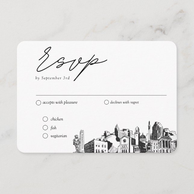 Raleigh Wedding Traditional RSVP Meal Option Enclosure Card (Front)