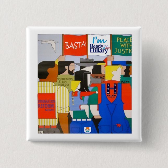 Rally for Hillary in 2016 2 Inch Square Button (Front)