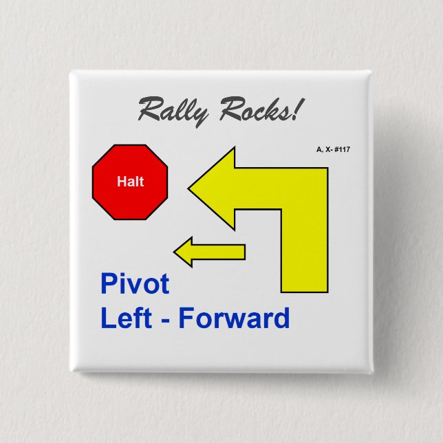 Rally Obedience Rocks 2 Inch Square Button (Front)