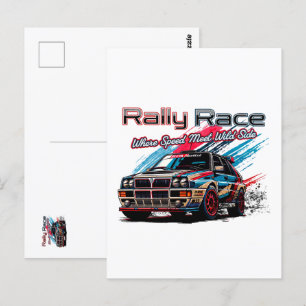 RALLY RACE VINTAGE - WHEN SPEED MEET WILD SIDE! POSTCARD