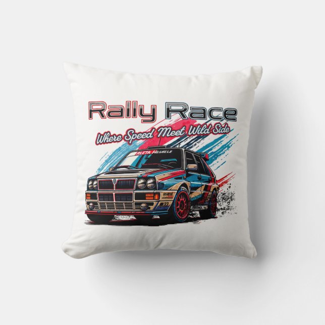 RALLY RACE VINTAGE - WHEN SPEED MEET WILD SIDE! THROW PILLOW (Front)