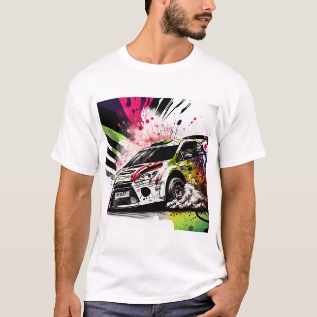 Rally Racing, Graffiti, Car White T-Shirt (Front)