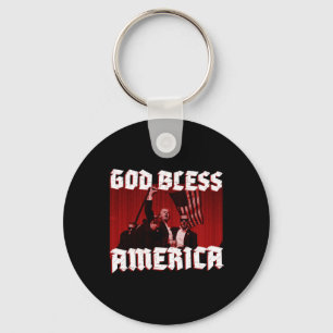 Rally Shooting God Bless America In 2024 Keychain