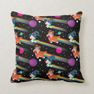 Ralph & Vanellope Happy Caturday! Throw Pillow