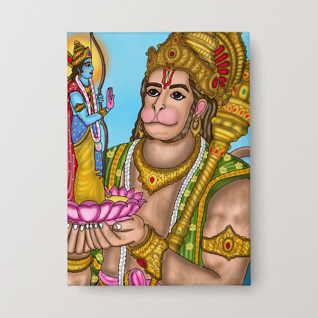 Ram and Hanuman Button (Front)