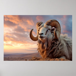 Ram Animal Nature Majestic Wilderness  Poster