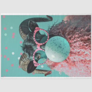 Ram Blowing Bubble Gum Decoupage Tissue Paper