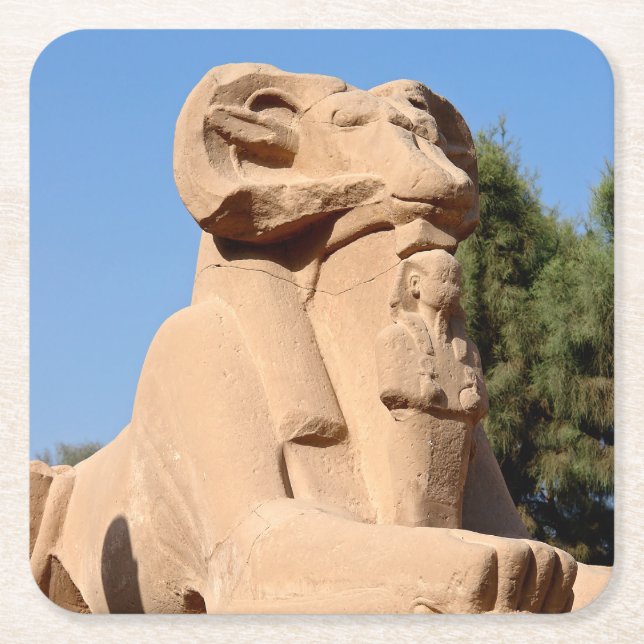 Ram-headed Sphinx in Karnak Temple - Egypt Square Paper Coaster (Front)