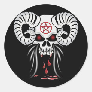 Ram Horned Skull Classic Round Sticker