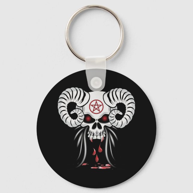 Ram Horned Skull Keychain (Front)