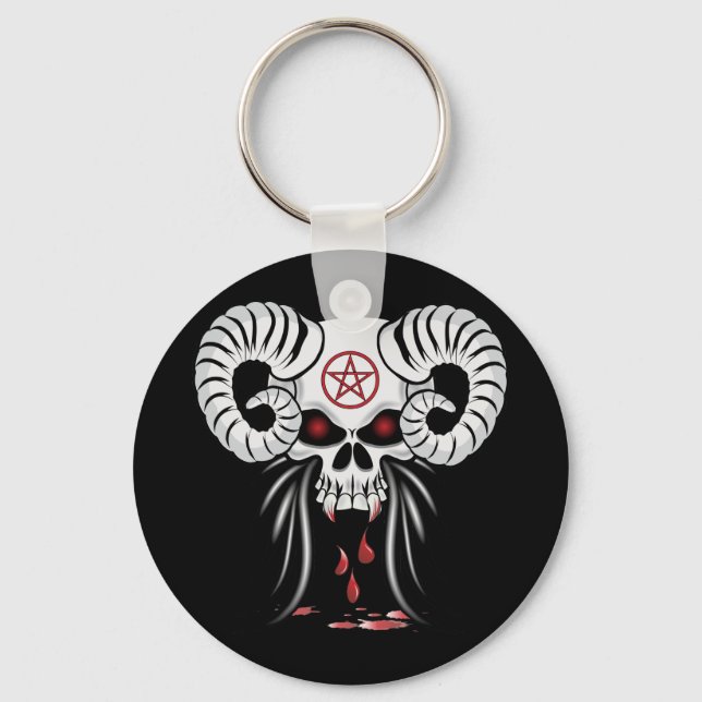 Ram Horned Skull Keychain (Front)