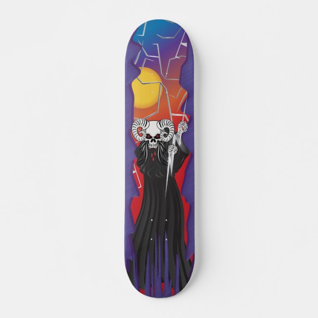 Ram Horned Skull Skateboard (Front)