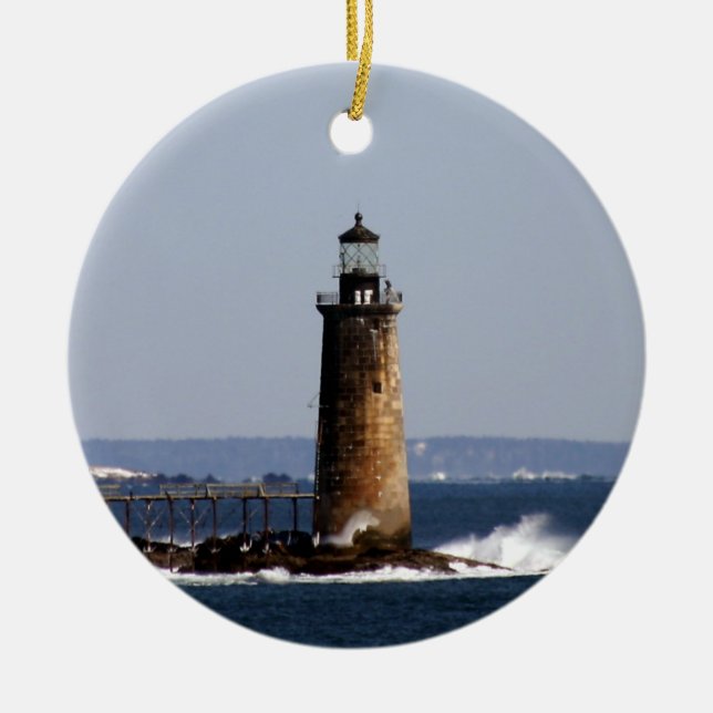 Ram Island Ledge Light Ceramic Ornament (Front)