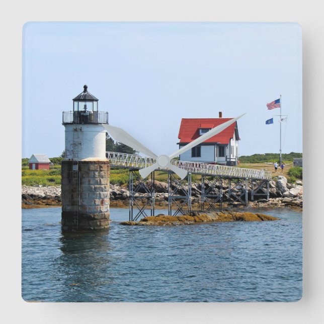 Ram Island Lighthouse, Maine Square Wall Clock (Front)