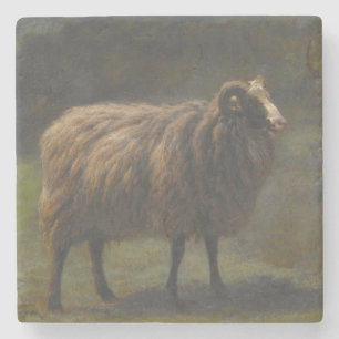Ram (Male Sheep) on the Farm (by Rosa Bonheur) Stone Coaster