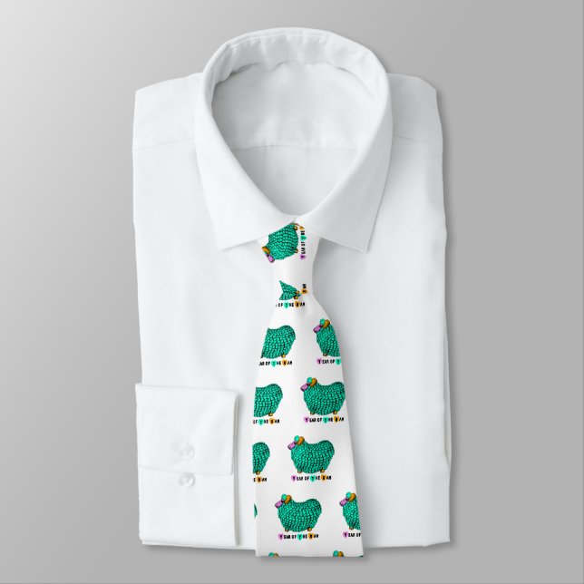 Ram Sheep Goat Lunar Year in Green Tie (Tied)