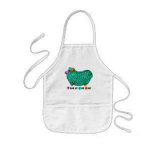 Ram Sheep Year Green Illustration Kids Apron