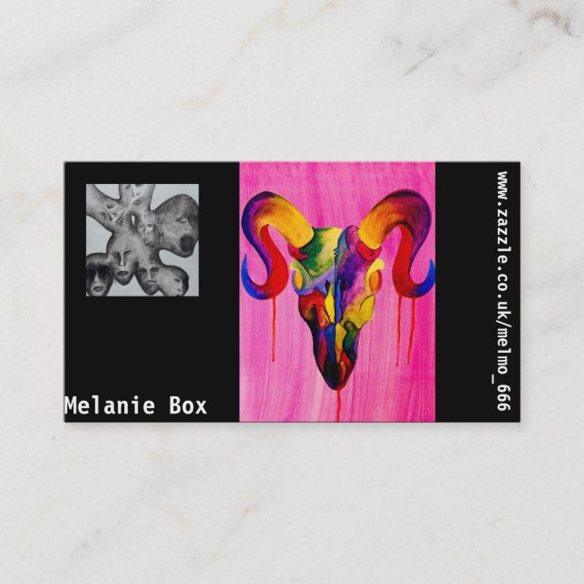 Ram skull and ghost design business cards custom (Front)