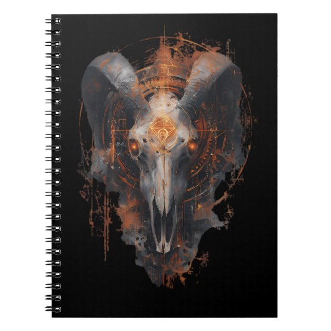 Ram Skull Occult Steampunk Dark Art Notebook (Front)