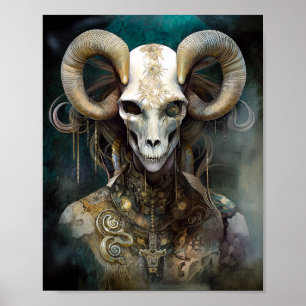Ram Skull Surreal Fantasy Art Poster