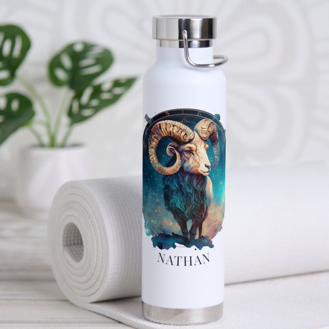 Ram Zodiac Symbol Celestial Fantasy Galaxy Aries Water Bottle (Creator Uploaded)
