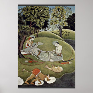 Rama And Sata In The Forest By Indischer Maler Von Poster