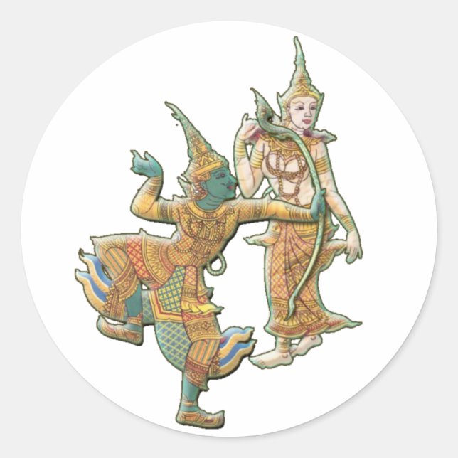RAMA SITA - RAMAYANA HINDU BUDDHIST GODDESS CLASSIC ROUND STICKER (Front)