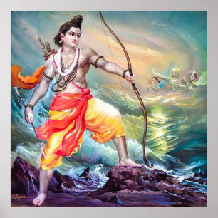 Rama vanquishes the Ocean by V V Sapar Poster