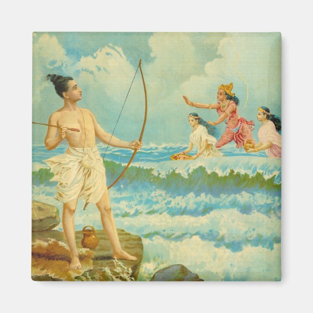 Rama vanquishes the Sea by Raja Ravi Varma Magnet (Front)