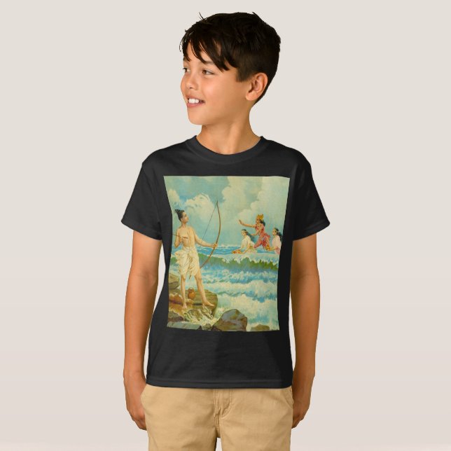 Rama vanquishes the Sea by Raja Ravi Varma T-Shirt (Front Full)