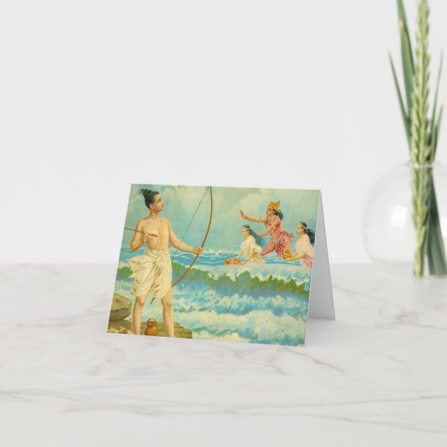 Rama vanquishes the Sea by Raja Ravi Varma Thank You Card (Front)